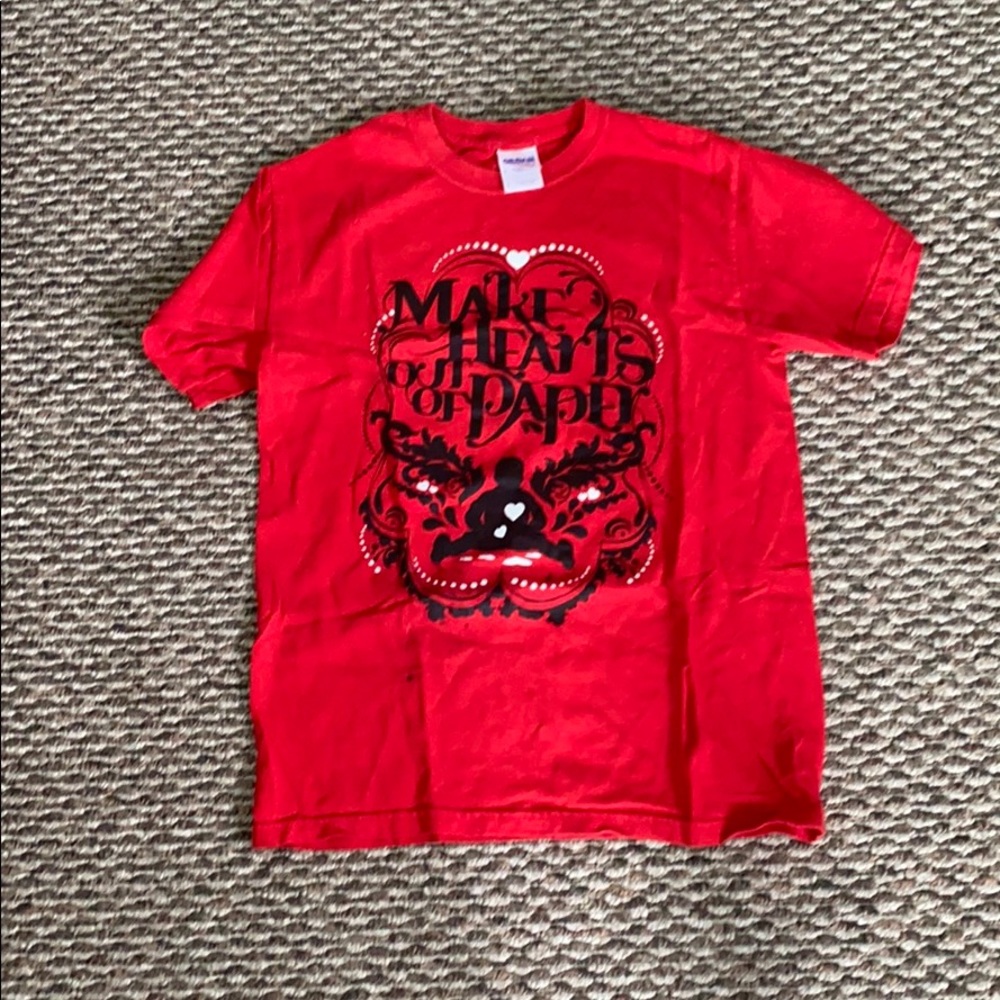 Small Red “Make Hearts our of Paper” Graphic Tee